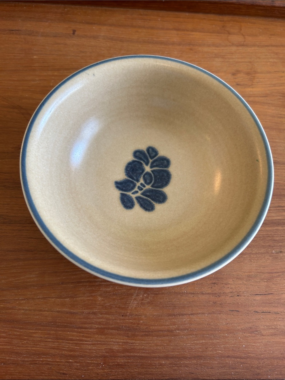 Vintage Phaltzgraff “Folk Art” Cereal  Bowl Stoneware with Blue Floral Motif